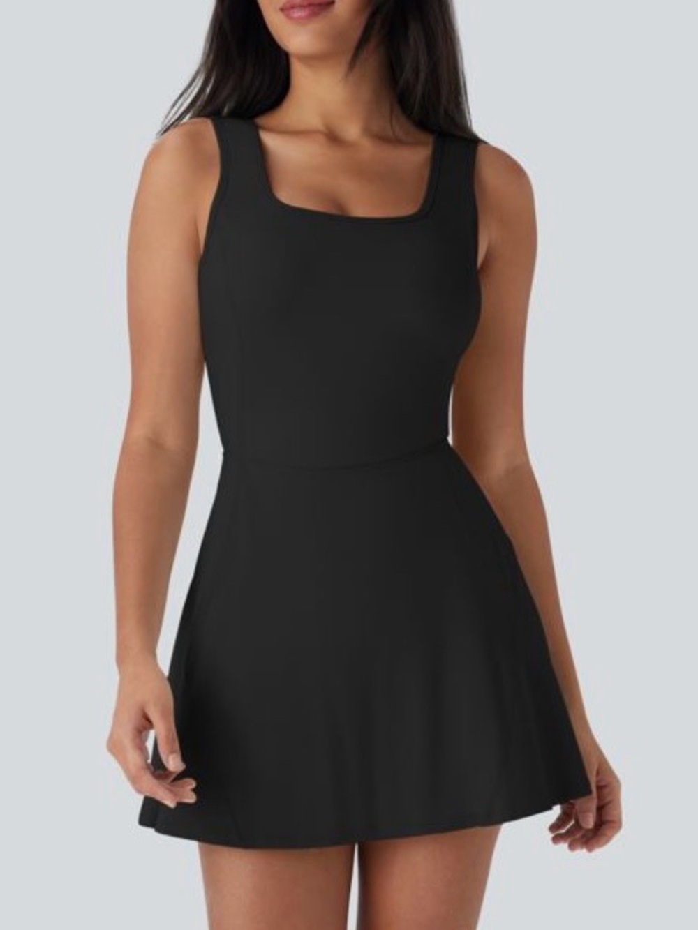Classic Black Square-Neck Active Dress Easy Peezy